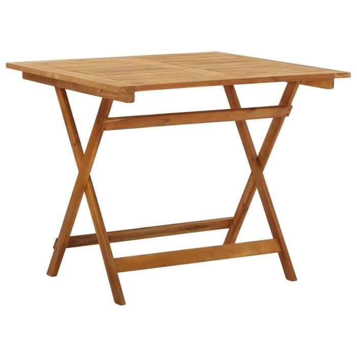 table de jardin pliable - style contemporain - bois d'acacia massif - 90x90x75 cm