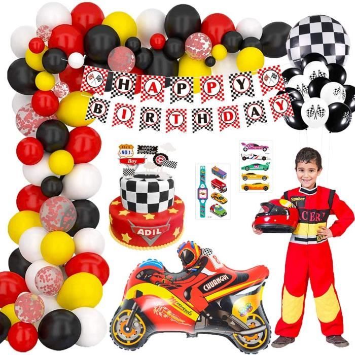 Decoration De Fete Anniversaire Pour Garcon Voiture Avec Banniere De Joyeux Anniversaire Guirlande De Ballons Voiture Ballon F A6 Cdiscount Maison