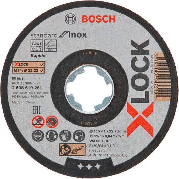 Bosch Disque à tronçonner droits X LOCK Standard for Inox 115x1x22 23 mm 2608619261 - vue 2