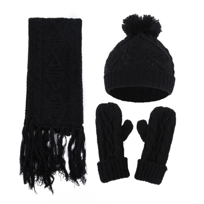 Ensemble écharpe-gants pour femme, bonnet tricoté trois pièces, chaud,  Skullies, nouvelle collection hiver 2020 [1D8B5D9] - Cdiscount Prêt-à-Porter