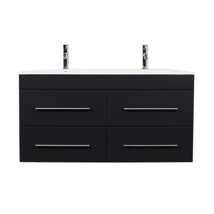 Meuble De Salle De Bain Helios Noir Mat Aspect Satine Achat