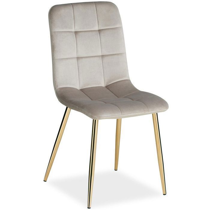 Chaise rembourrée Velours crème unité pieds dorés sans accoudoirs Cuisine Salle à manger Bureau Chaise rembourrée Velours crème unité pieds dorés sans accoudoirs Cuisine Salle à manger Bureau