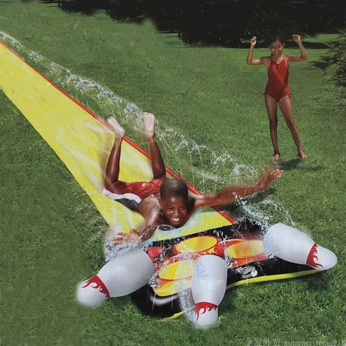 Toboggan Aquatique De Jardin Pour Enfants – 480 X 76 Cm, Avec Bodyboard, Arroseur Intégré, PVC Résistant, Jeux D'eau Extérieur