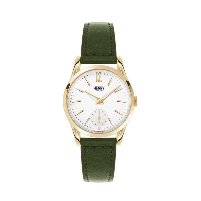 HENRY LONDON FEMME 30MM BRACELET CUIR VERT QUARTZ MONTRE HL30 US