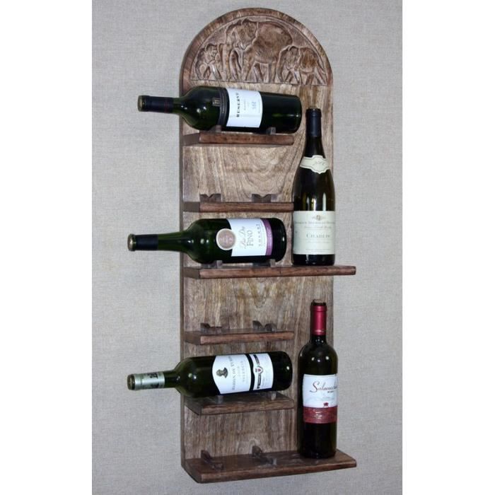 Mur En Bois Monte Casier A Vin Avec Des Elephants Sculpture Theme