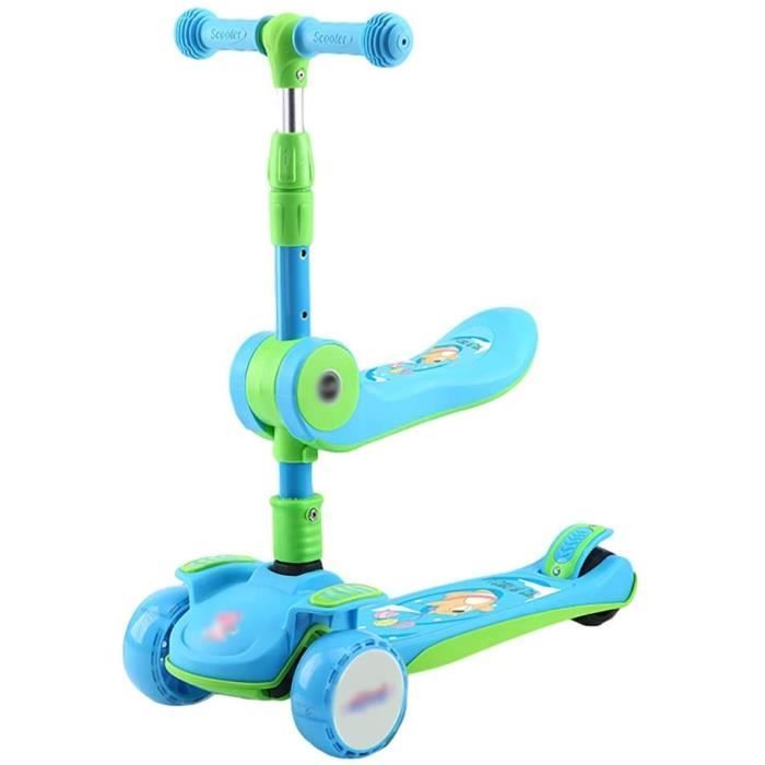 Trottinette à 3 Roues pour Enfants de 6 à 12 Ans, Trottinette pour Enfants avec Roues Lumineuses, Conception de Plateau Robuste et 4 Hauteurs Réglables, Convient aux Enfants de 3 à 12 Ans