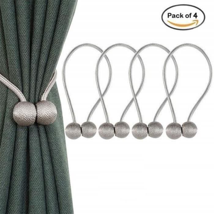 VEGCOO Lot De 4 Embrasses Rideaux Magnétiques Beige – Attaches Diamant Tressées, Boucles Aimantées Élégantes Pour Rideaux Salon Chambre