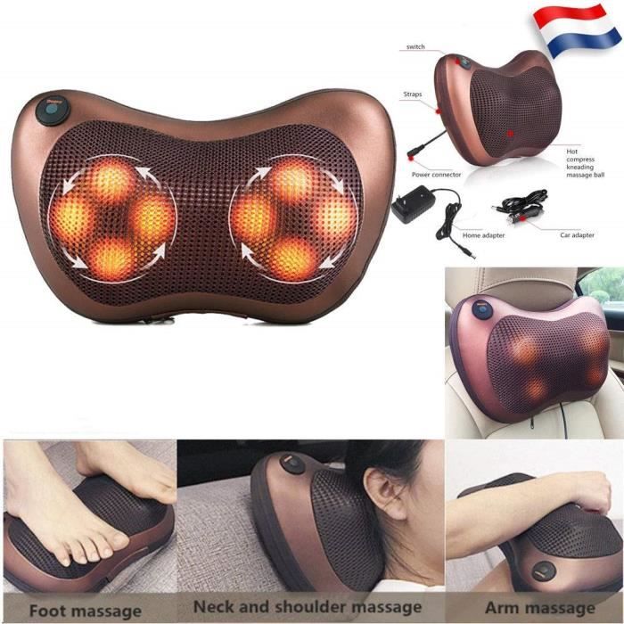 Coussin De Massage Shiatsu Chauffant MalTec - Pour Le Dos, Le Cou, Le Corps - 2 Têtes De Massage