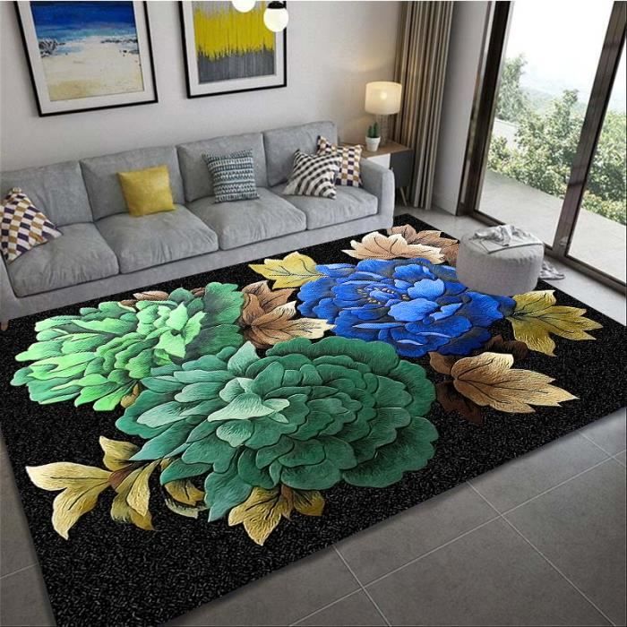 Tapis De Couloir Motif Pivoine 60x180 Cm - Lavable, Antidérapant, Poils Ras Pour Buanderie, Chambre, Salon