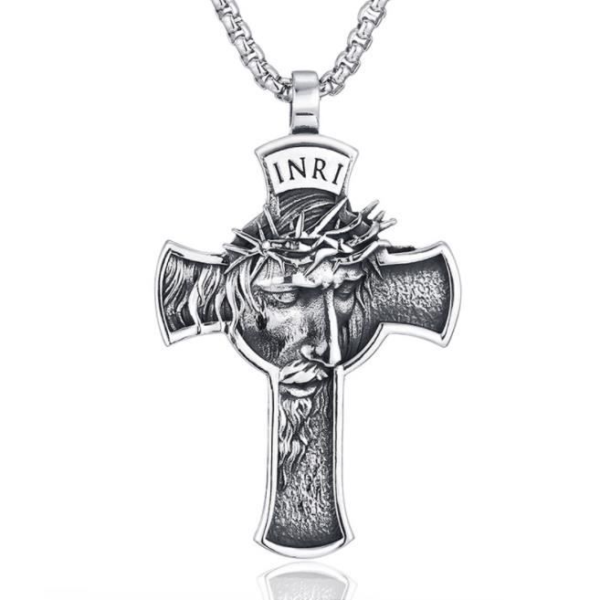 GAVU Collier Croix Acier Inoxydable Homme - Pendentif Croix Minimaliste Argent Or Noir