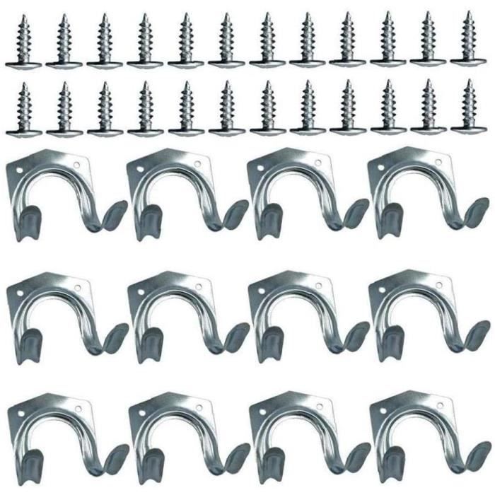 2 Crochets Muraux En Fer Avec Revêtement Caoutchouc - Support 30 Kg, Pour Garage, échelles, Outils (25,4 Cm)