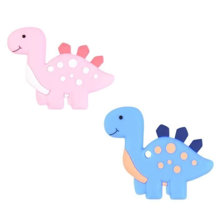 2pcs Bebe Dessin Anime Dentition Dinosaure Mignon Jouet De Dentition En Silicone Pour Tout Petits Enfants Bleu Et Rose Cdiscount Jeux Jouets