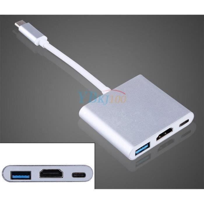 Adaptateur USB 3.1 Type C Male Vers HDMI USB 3.0 Multiport Charge Port Adapteur COS5069