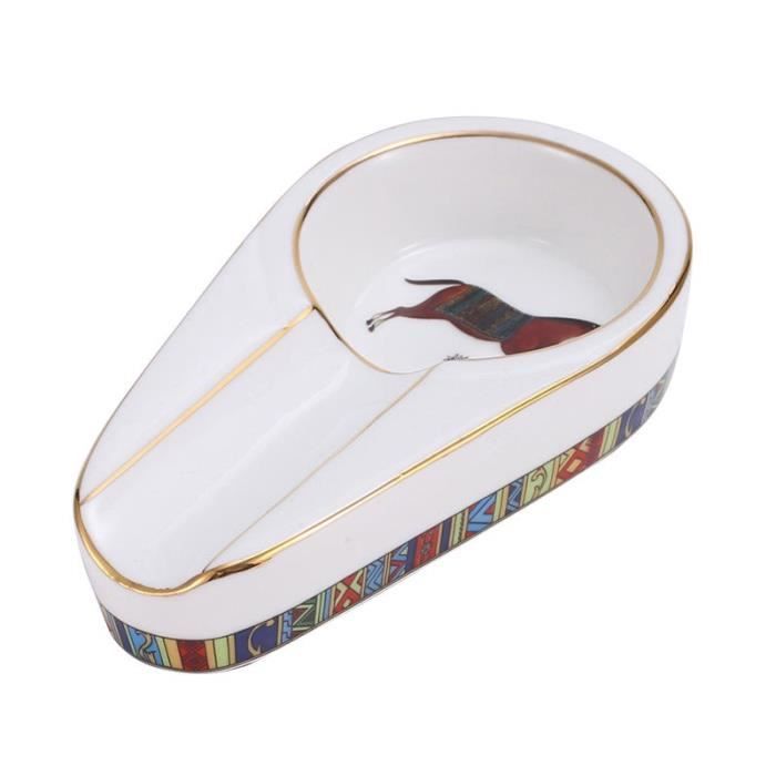 Cendrier Céramique Exquis Pour Cigares - Grand Modèle Intérieur Extérieur Blanc