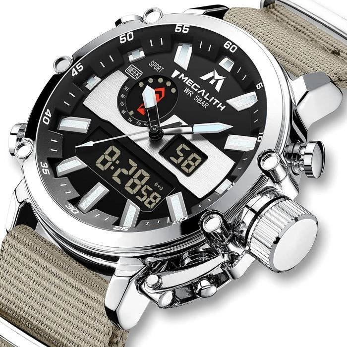 MEGALITH Montre Homme Militaire Sport Montre Digitale Hommes Etanche  Chronographe LED Grand Cadran Digitale Analogique Montr[8033] , -  Achat/vente montre - Cdiscount