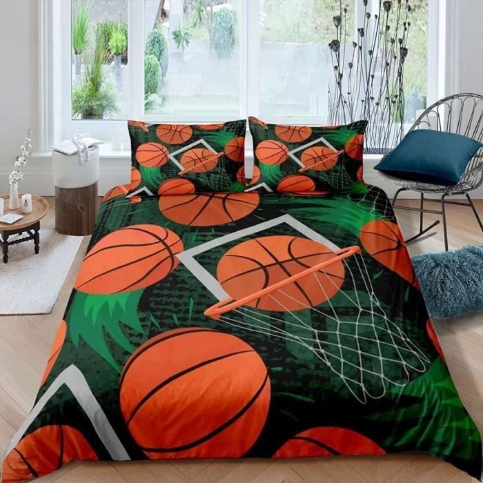 Parure De Lit 160x200 Imprimée 3D Feuilles Tropicales - Housse Couette Microfibre Douce Avec Taies