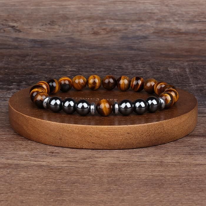 Bracelet En Hématite 8mm - Pierre Naturelle Noire, Protection, Neuf Avec Pochette