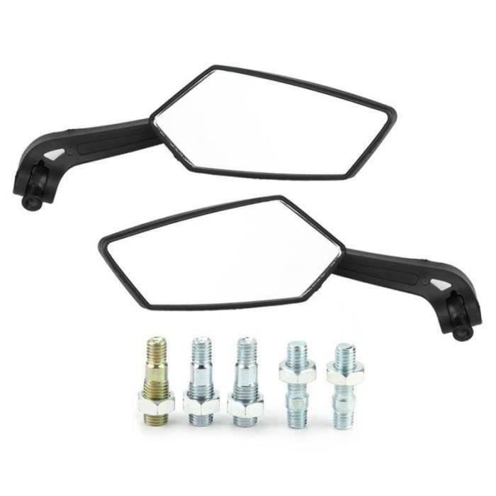 Rétroviseur Moto Long Manche - Miroir Rond 9,5 Cm, Tige 26 Cm, Filetage 8mm, Style Café Racer Ou Bobber