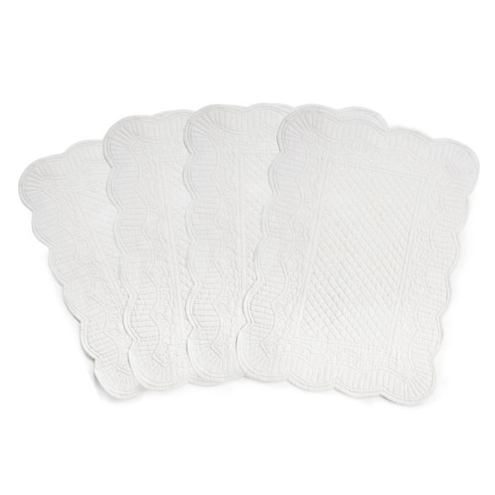 Lot De 4 Set De Table Reversible Boutis Romane 100 Coton 35 X