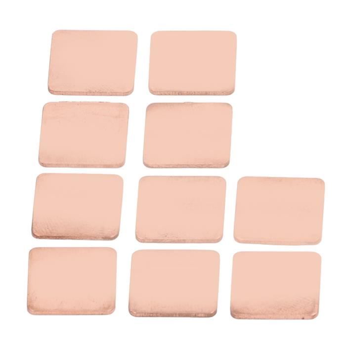 10 Pièces Cale En Cuivre Dissipateur Thermique 401 W/mK – 20x20 Mm Épaisseur 1 Mm – Idéal GPU CPU Ordinateur