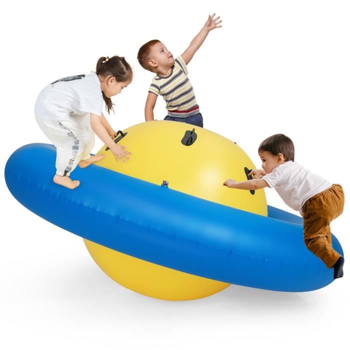 COSTWAY Balle Gonflable dEscalade Enfants - Ø233CM Charge 113KG - Balle Rebondissante Intérieur Extérieur - Enfants 5 Ans+ - Jaune