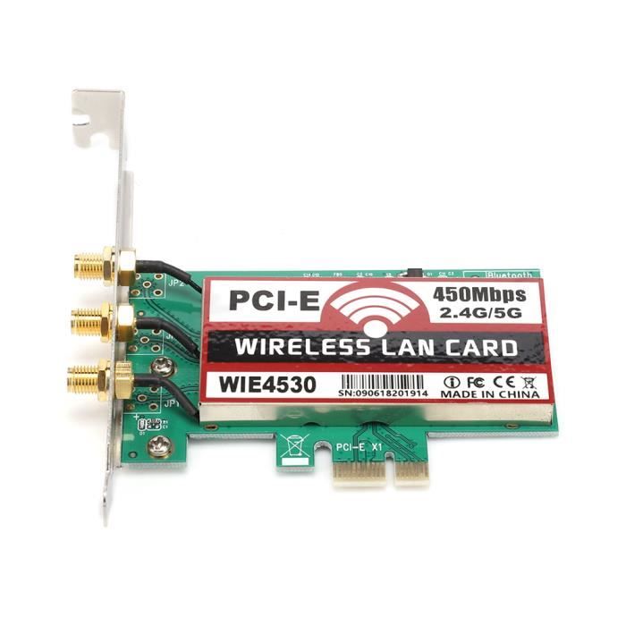 Carte Réseau WiFi PCI-E 450Mbps Pour PC De Bureau – 2 Antennes, Neuve