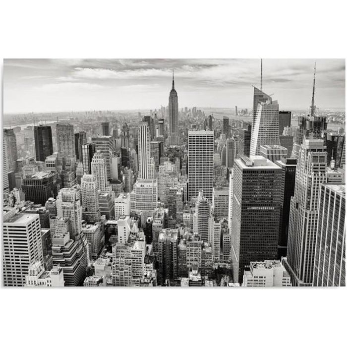 Tableau Decoration Murale New York 100x70 Cm Impression Sur Toile Noir Et Blanc La Maison Salon Cdiscount Maison