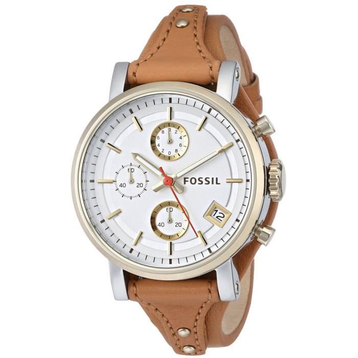 Montre » Fossil ES3615 Femmes Boyfriend origine Chronographe montre en cuir  - Brown - Cdiscount Bijouterie
