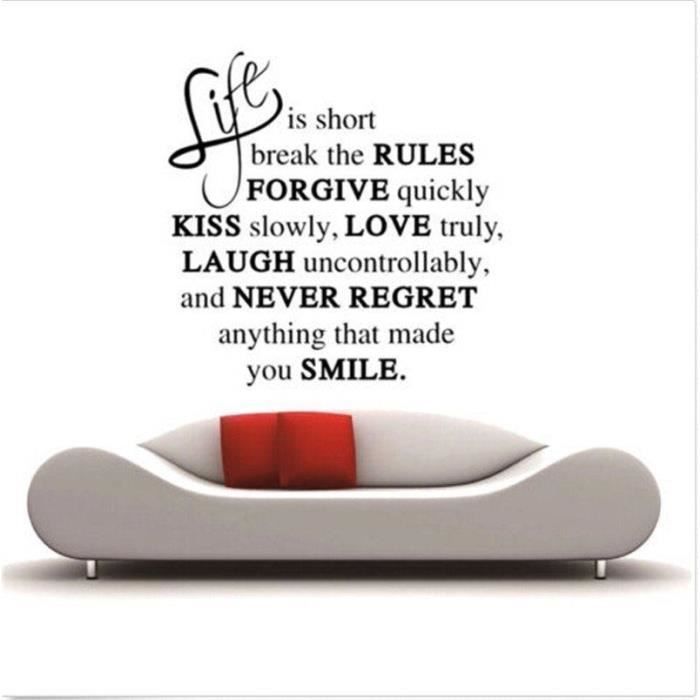 La Vie De La Vignette De L Art Mural Est Courte Citation D Amour Vinyle Salle De La Maison Autocollant Decor Amovible Cdiscount Maison