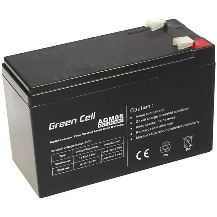 Batterie d'alimentation AGM VRLA Green Cell 12V 7.2Ah