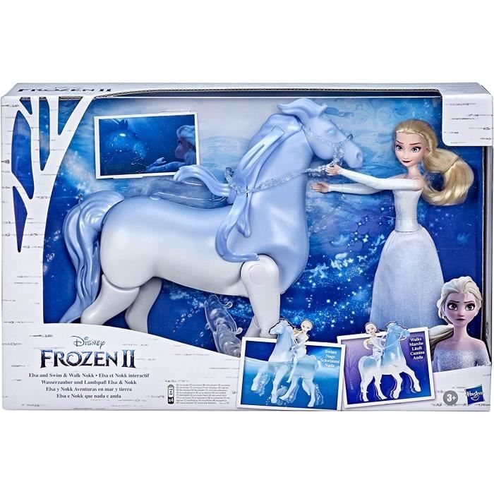 Coffret Reine Des Neiges Cheval des Mers Nokk Interactif 23 Cm Poupee Elsa 30 Cm Set Disney Princesse 1 Carte Jouet Fille