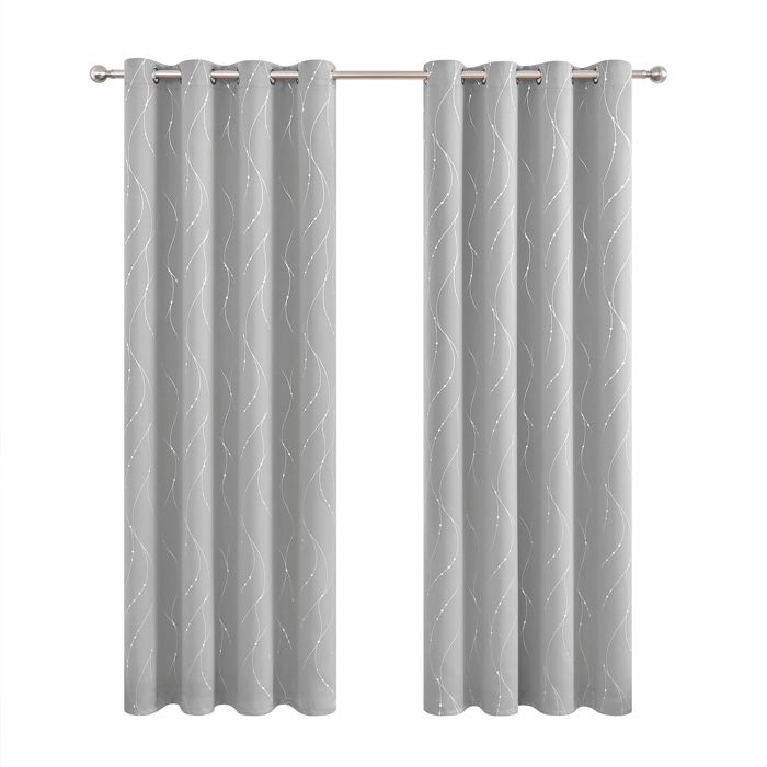 HONGYA Rideau occultant thermique à œillets rayures chambre à coucher Salon Gris clair L/H 140x175cm 1 pièce