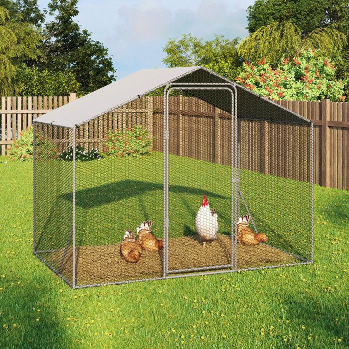 IDMARKET Enclos poulailler 3 m² parc grillagé 2 20x1 4 M acier galvanisé