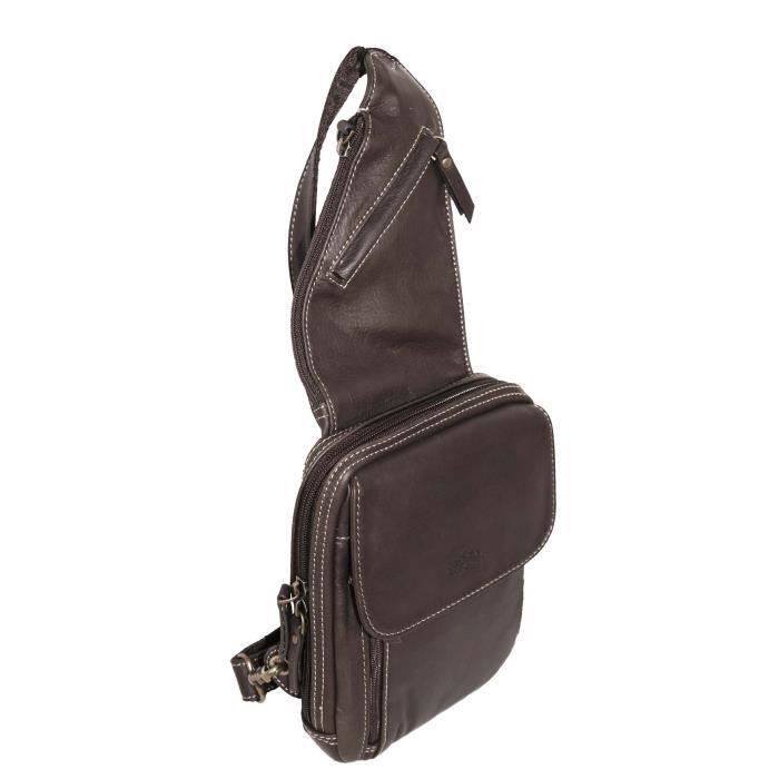Pochette Holster Katana Cuir Vachette Sauvage K 81216 - Bandoulière Réglable