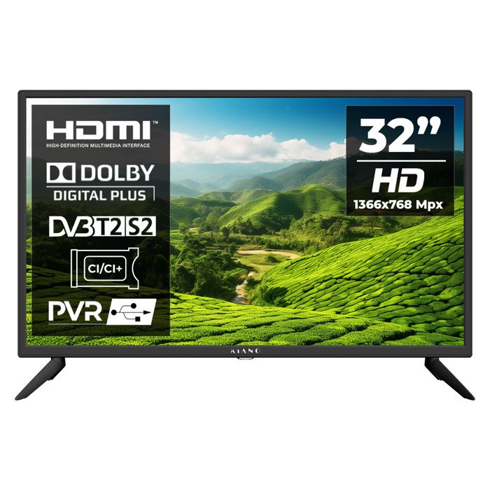 Téléviseur KIANO Slim TV 32 LED HD Triple Tuner DVB T2 Dolby Audio