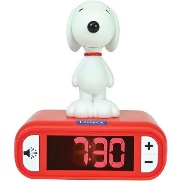Lexibook Réveil veilleuse Snoopy - Sons et mélodies écran LCD rétro-éclairé et lumineux