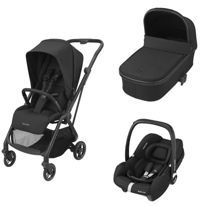 MAXI COSI Poussette Trio Leona Essential Black + Nacelle Oria + Siege