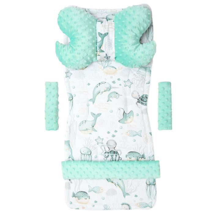 Coussin Universel Pour Poussette Réversible - Tissu Gaufré Coton, Repose-Pieds Imperméable 80x40cm - 12