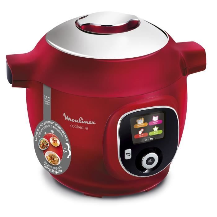 MOULINEX CE85B510 Multicuiseur intelligent COOKEO+ 6 L - 180 recettes préprogrammées - 1600W - 6 modes de cuisson - Rouge