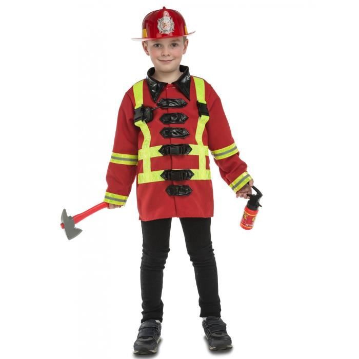 Costume Pompier Enfant 8 Pièces - Dégradé Complet Avec Accessoires (casque, Hache, Extincteur...)