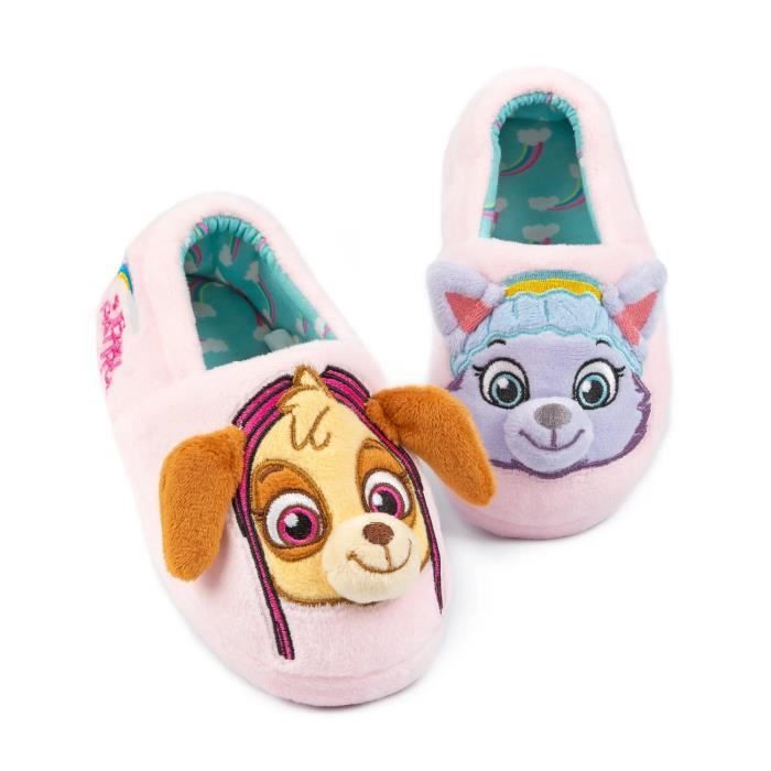 Chaussons Paw Patrol pour fille Everest et Stella Blanc rose et bleu