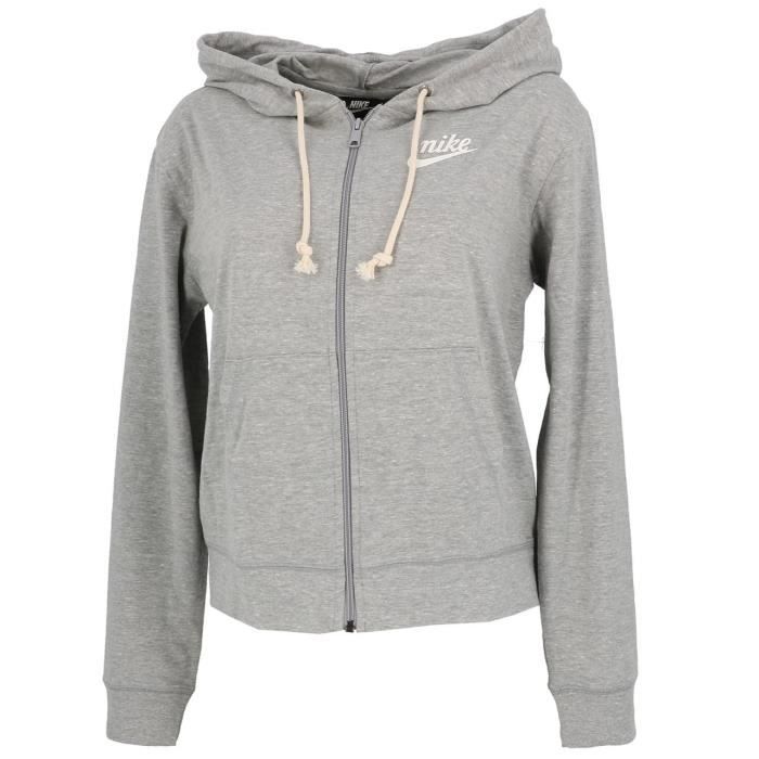 veste sweat zippé capuche gym vntg hoodie w gris - nike - femme - multisport