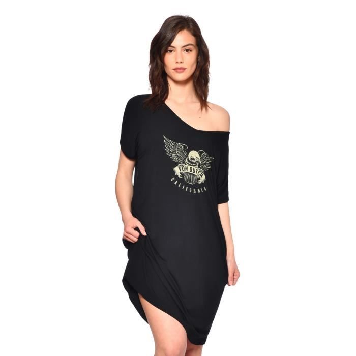 Vondutch Robe fluide Col V Kelly Noir Cdiscount Pret a Porter