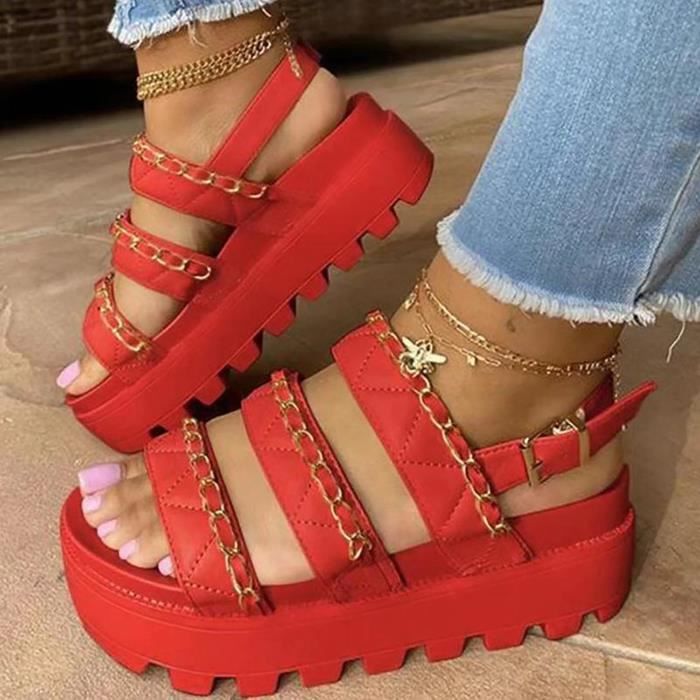 Sandales plateforme rouge top