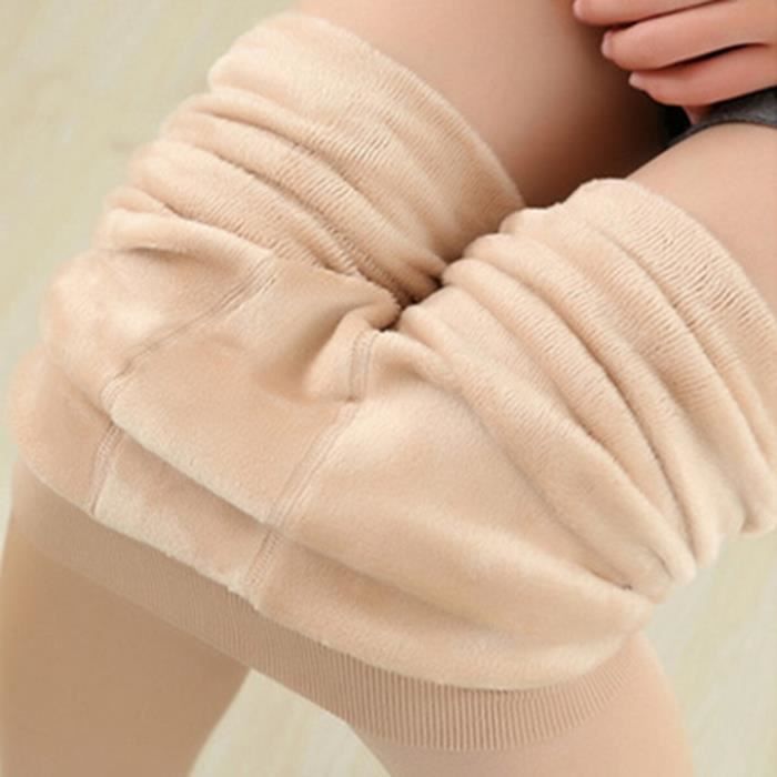 Legging Hiver Épais Velours Femme - Taille Haute Pieds Intégrés - Chaud -40°C - Effet Amincissant (Taille Unique) - 4