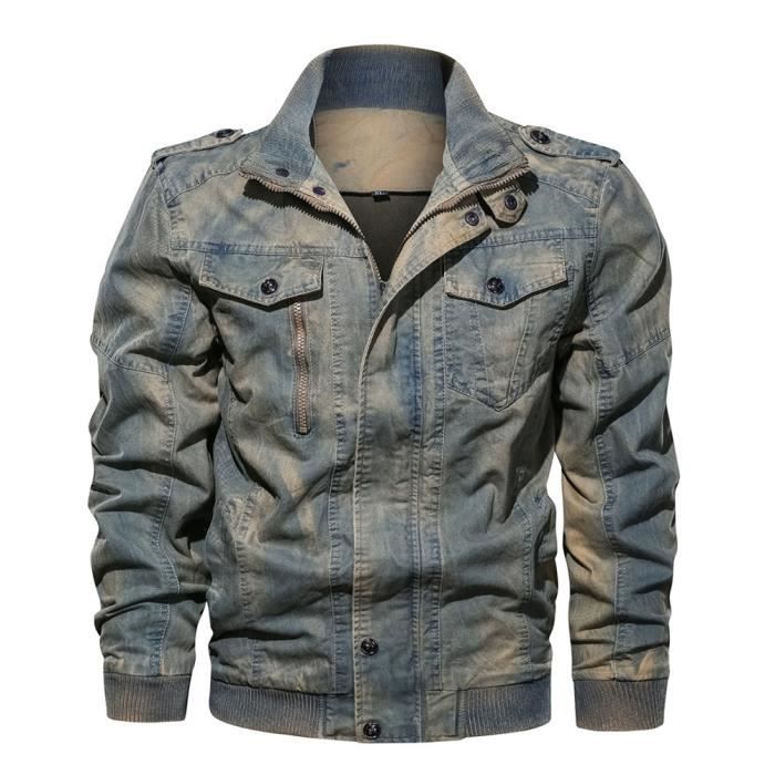 Minetom Veste En Jean Homme Hiver Épaisse – Blouson Trucker Denim Chaud Col Velours Casual