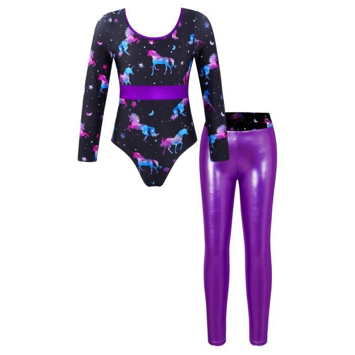 Justaucorps Gymnastique Fille Renvena - Manches Longues - Danse, Yoga, Sport - Taille 6-16 Ans - Strass Et Mesh