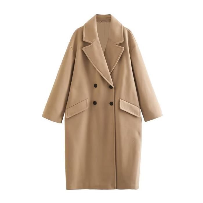 Manteau printemps automne femme manteau de laine trench double