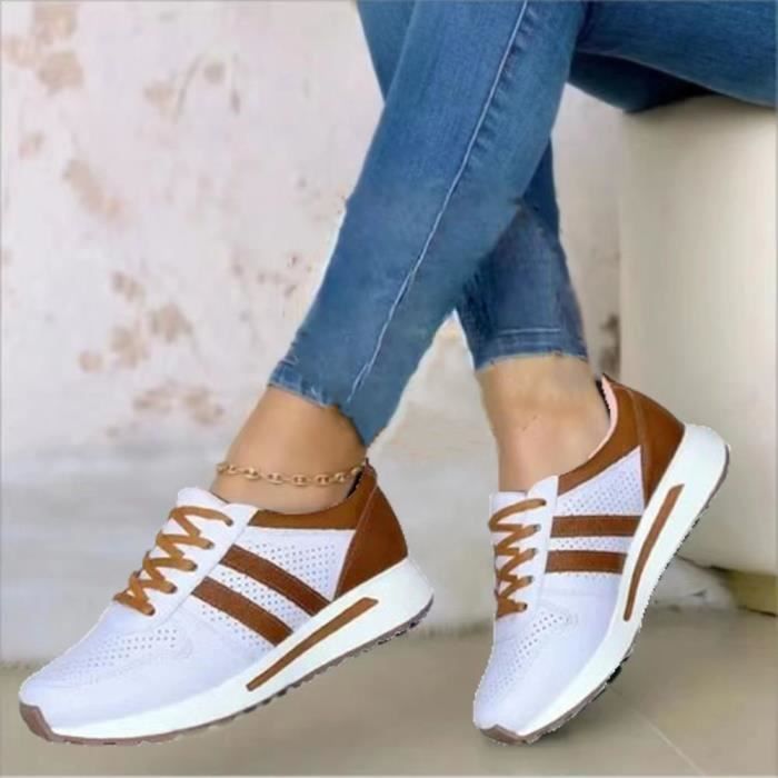 Baskets à plateforme pour femmes, chaussures de sport en maille
