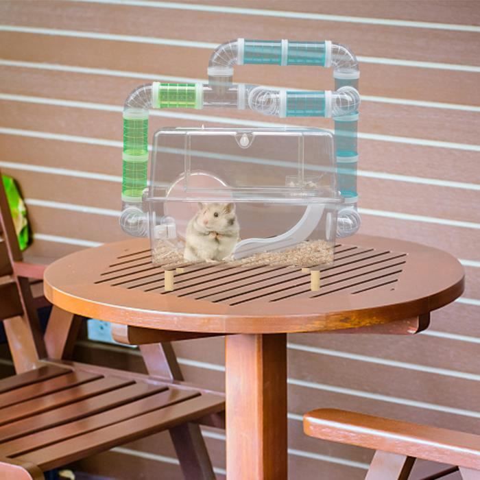 ohmg® cage en plastique pour hamsters et souris mini cage pour petits animaux, accessoires inclus, en plastique, 43*35*35 cm
